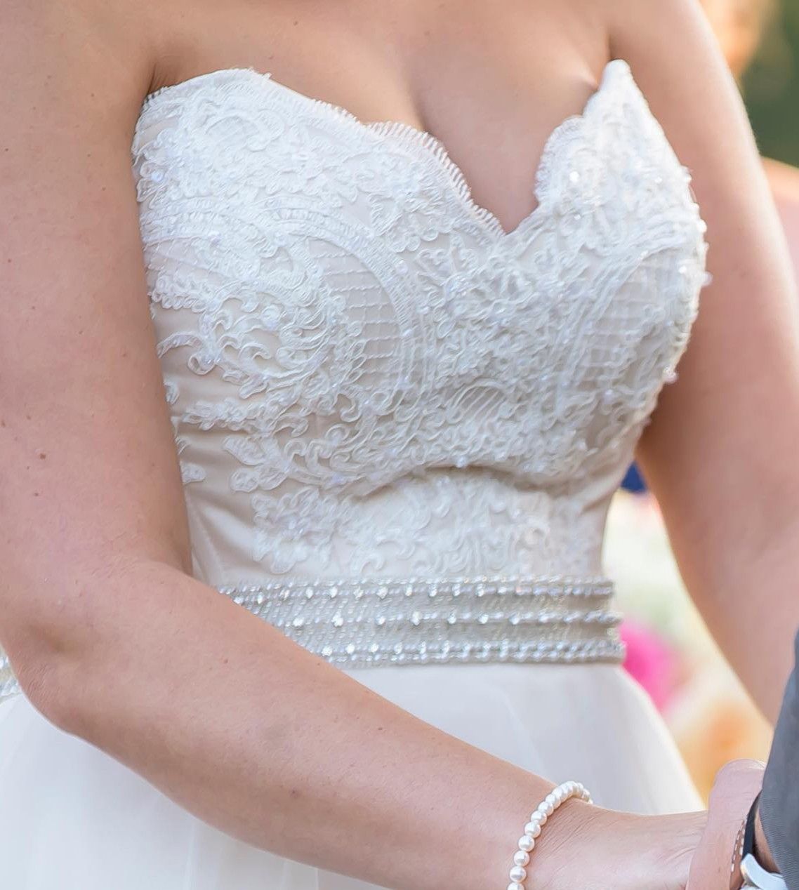 Strapless two piece ivory wedding dress