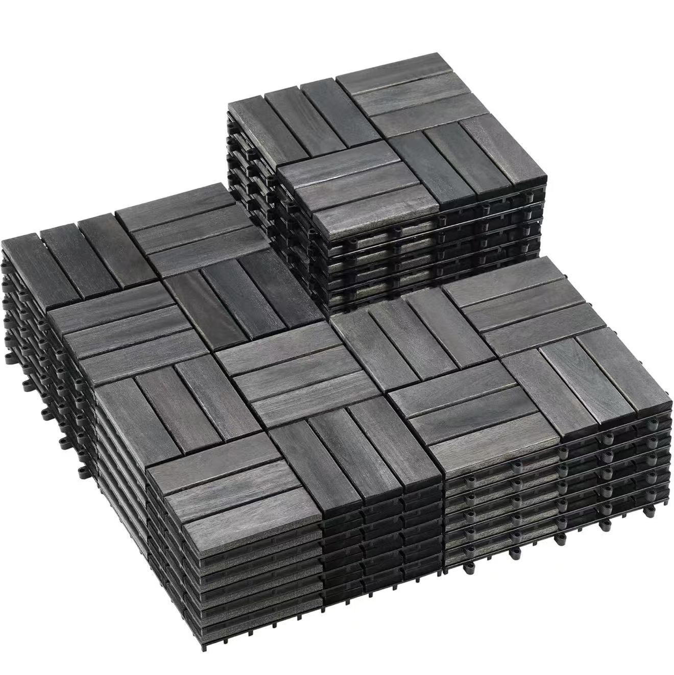 27 PCS Solid Acacia Wood Interlocking Patio Deck Tiles black espresso $60