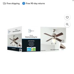 Mainstays 42 inch Downrod Ceiling Fan with Light Kit, Satin Nickel, 4 Blades, Reverse Airflow