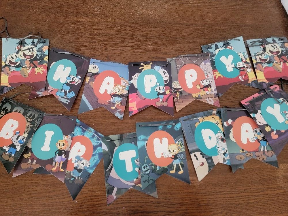 Cuphead Cartoon Birthday Banner