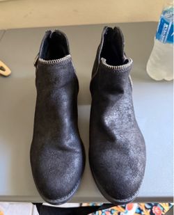 Black Suede Ankle Boots with Zipper Trim