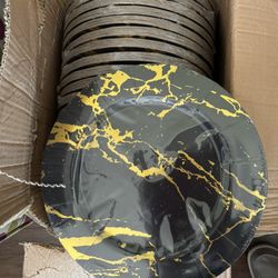 Black/Gold Disposable Chargers