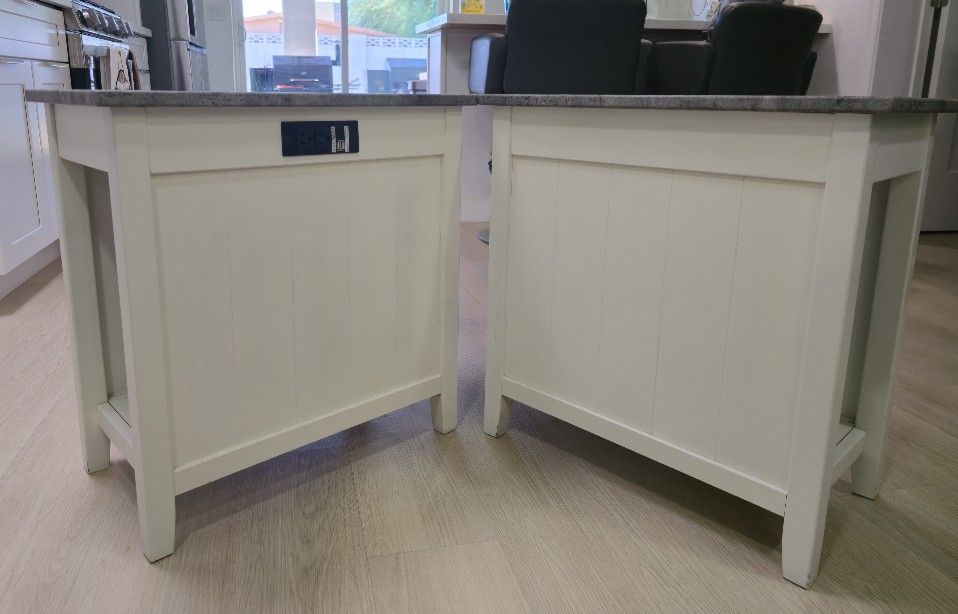 White Chairside End Table with USB Ports Outlets