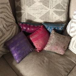 Lot Of Five  (5) Small Decorator Pillows From Pier 1