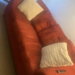 Red Couch With Pillows 