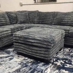 Brand New Byers Market Thick Gunmetal Grey Corduroy 2pc Sectionals *UPGRADED, SOFTEST FABRIC EVER*