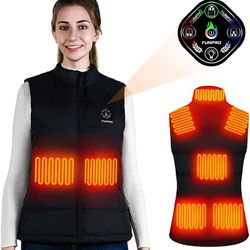 Heated Vest for Women, Smart heated Jacket, 5 in 1 Smart Controller, Lights-out Design, Battery Pack Not Included Black M