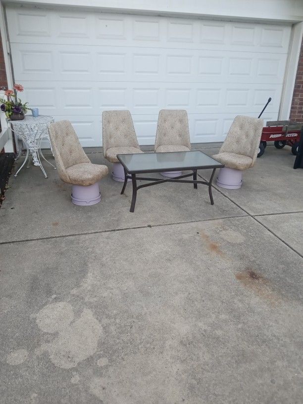 Coffee Table And Four Bucket Seats
