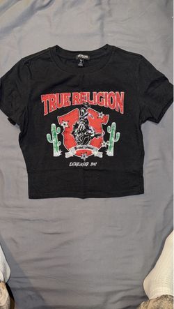 True Religion Black Graphic Crop T-Shirt