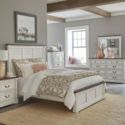 4 Piece Bedroom Set Include Queen Bed, Dresser, Mirror, 1 Nightstand…Optional Chest can be added