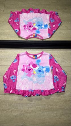 Vintage 2000s Blues Clues Nick Jr. All Over Print Long Sleeve Ruffled Hem Shirt