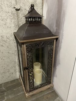 Huge Lantern And Three Battery Operated Candles