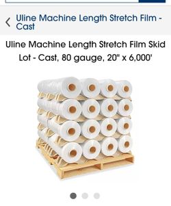 Uline Machine Length Stretch Wrap Film Cast 80 Guage 20 Inch  6000ft Roll  Pallet Of 32 For Machine Use S1524S Warehouse Shipping Handling Materials
