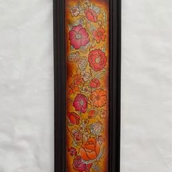 Vintage Framed Leather Floral and Butterfly Wall Art