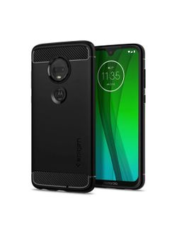 (W868) Spigen Rugged Armor Designed for Moto G7 Case/Designed for Moto G7 Plus Case (2019) - Matte Black