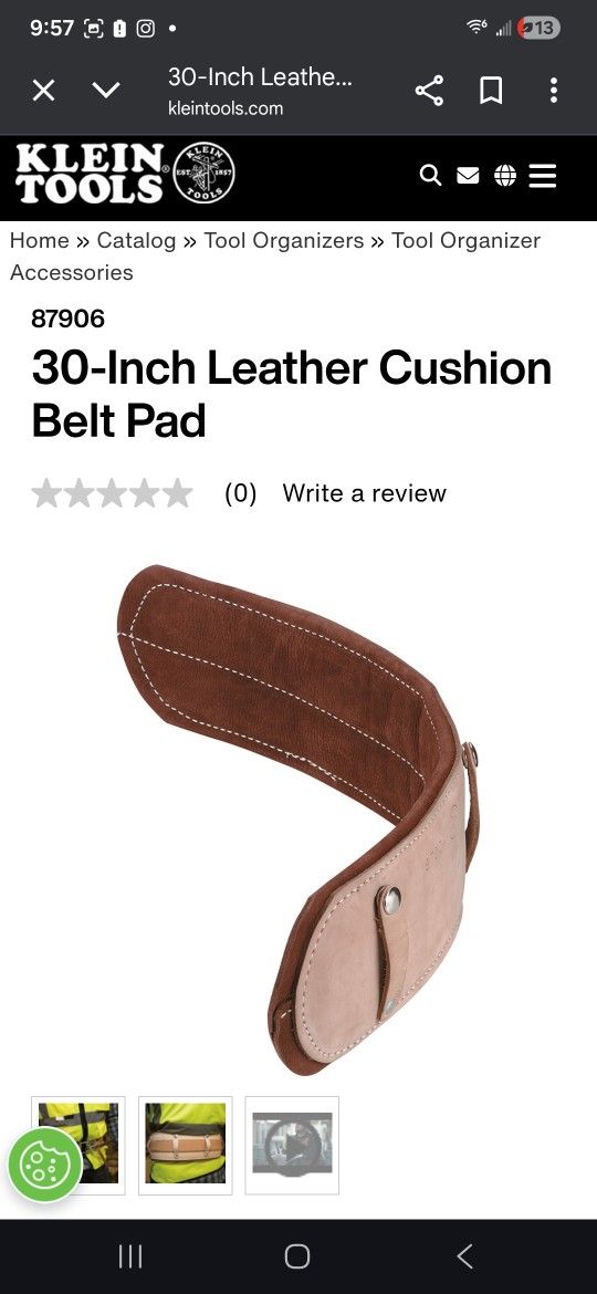 Klien 30-Inch Leather Cushion Belt Pad
