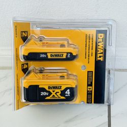 Dewalt 20v Max XR 4Ah / 2Ah Lithium-Ion Batteries (New)