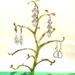 3 Pair Of Crystal Dangle Earrings 