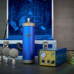 Rare Vintage Early Blue Bottle Tube Condenser Microphone Set