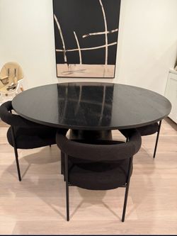 Black dinning table with chairs set - wood