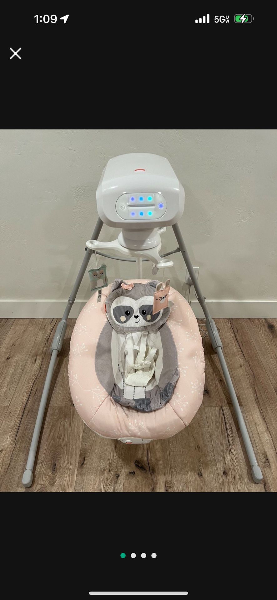 Fisher-PriceBaby Raccoon Swing, Pink Dual Motion Baby Swing