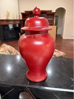 Red vase with lid