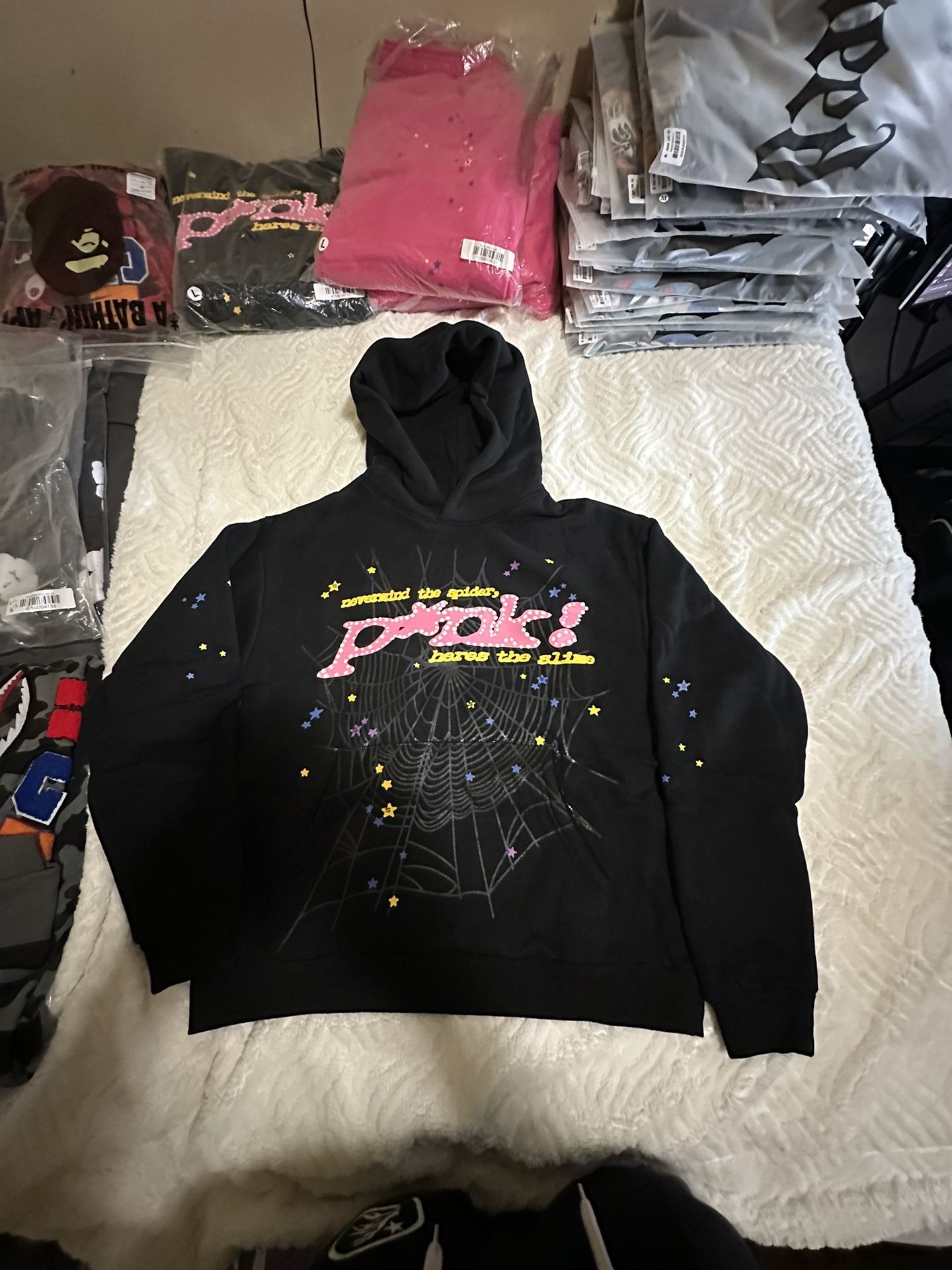 Black/Pink Sp5der Hoodie