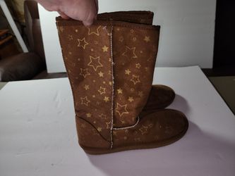 Gold & Brown Star boots big kids/ladies size 5