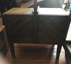 Vintage Sewing Cabinet And Container 