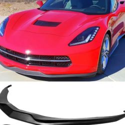 Front Bumper Lip Splitter Spoiler Gloss Black For 2014-2019 Corvette C7 Stage 2