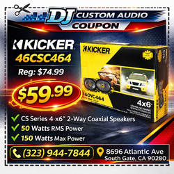 Kicker CS Series CSC46 Car Speakers 1-Set 4"x6" 2-Way Coaxial Speaker System 150 Watts 46CSC464 🚨 Payment Options Available 🚨 No Credit Needed 🚨