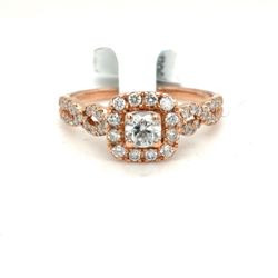 14Kt Rose Gold Diamond Halo Ring 3.10g Size 9.5 210997