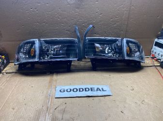#OH35 Fit 94-02 Dodge Ram 1500/2500/3500 Black Headlight 