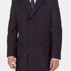 Nautica Men’s Classic‑Fit Batten Overcoat – Size 46R, Black (NWT)