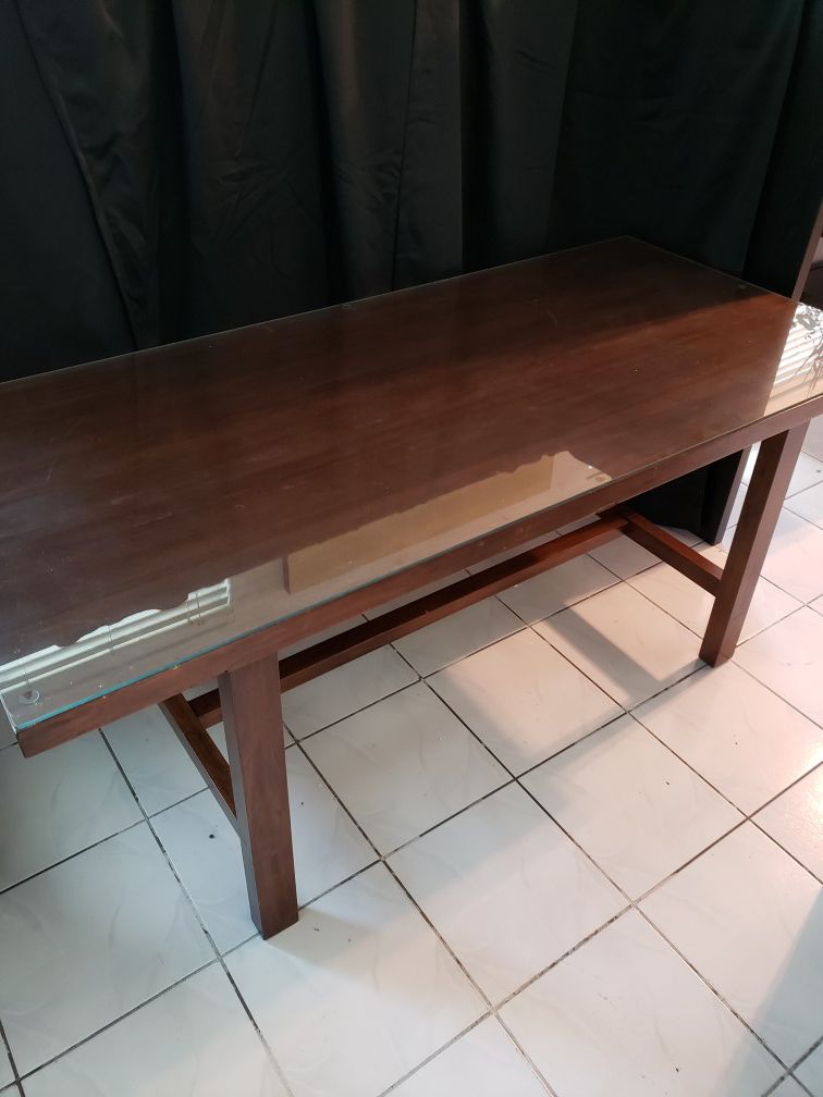 Wood Dining Table (with glass top)