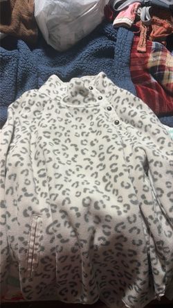Leopard Print Fleece Snap Pullover