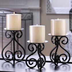 SCROLLWORK CANDLE STAND TRIO