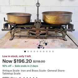 2K Antique Scale- Iron and Brass Scale; General Store-Tabletop Scale; 2 Kilogram Scale; Farmhouse Decor Kitchen