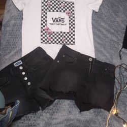 Like New 2 Different Pairs Of Stylish Black Shorts. Old Navy Size 10 In Kids And Size 25 Brand Is Sts Blue