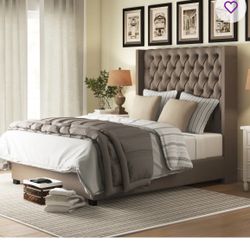 Upholstered Tufted Wingback King Bed