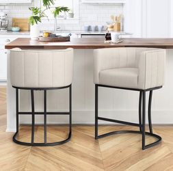 2X Linen 27” fabric barstools