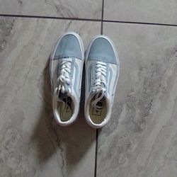 womens vans blue striped low top shoes size 7