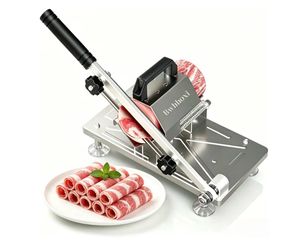 Manual Frozen Meat Slicer, Upgraded Stainless Steel Meat Cutter for Beef Mutton Bacon Home Food Slicing Machine for Hot Pot BBQ sandwiches pizza