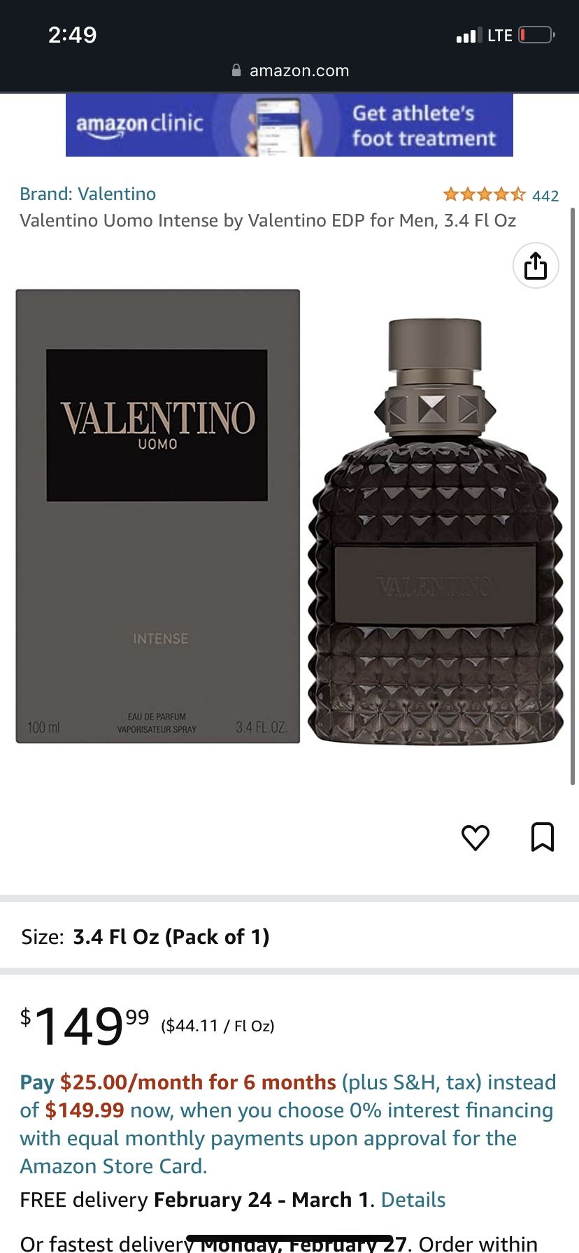 Valentino Uomo Intense For Men