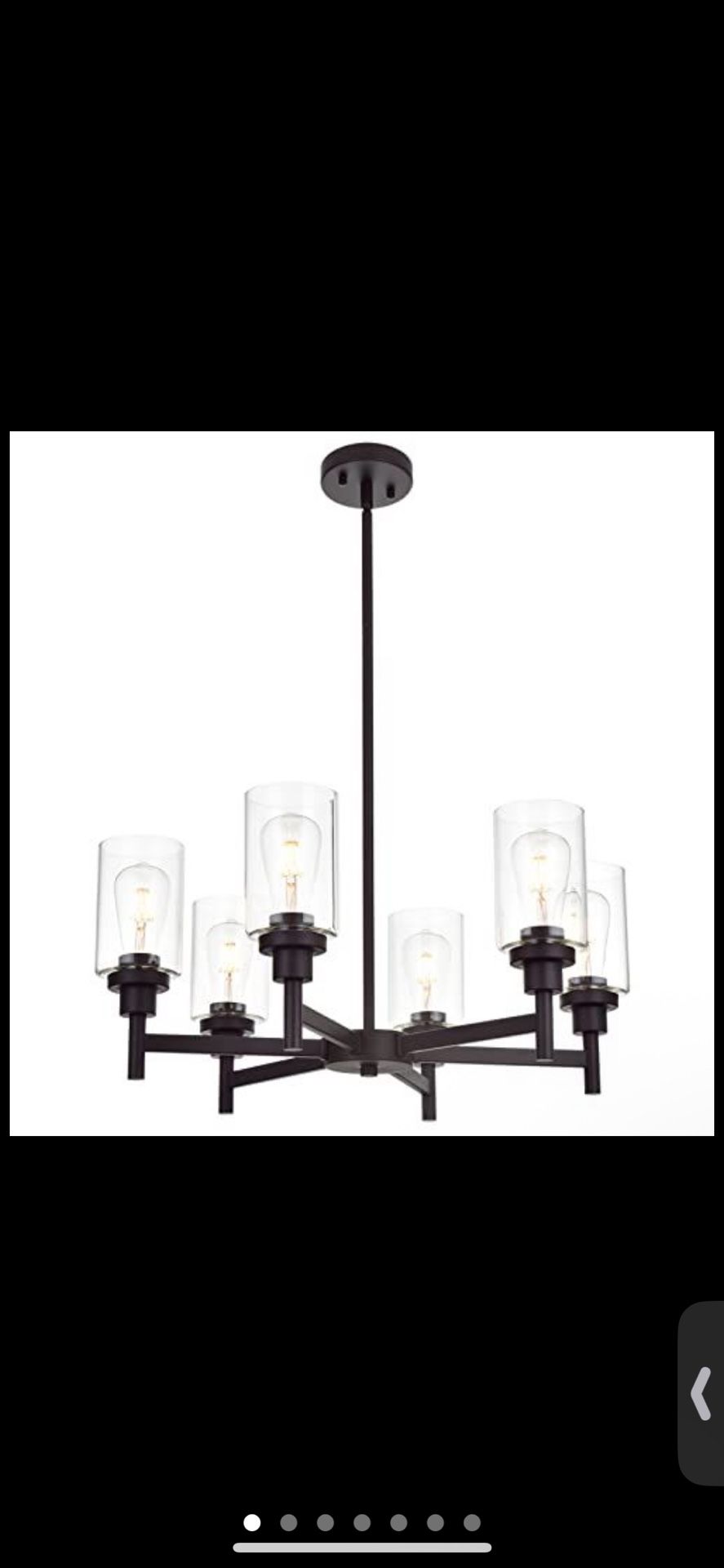 New 25” W 6 Light Farmhouse Chandelier Pendant Lighting Oil-Rubbed Bronze Clear Glass Shade