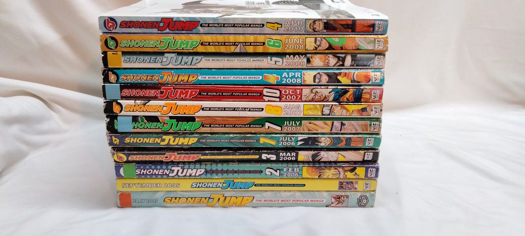 Shonen JUMP Magazines Lot of 12 Vintage Issues 2005, 2006, 2007, 2008 & 2010