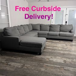 Free Curbside Delivery! Large Grey Sectional Couch Sofa