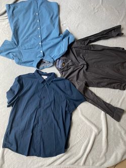 Men’s Button-Up Shirt Bundle – 3 Shirts  –  Size  Large  and the Kelvin Klein  xl