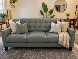 Chateau d’Ax Sofa Tufted Blue-Green leather | Italian Design