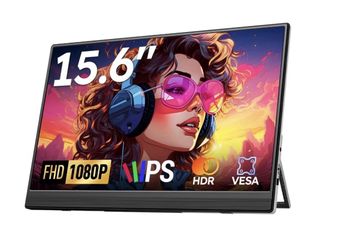 OMIODD 15.6in Portable Monitor FHD 1080p IPS HDR VESA USB-C Mini HDMI